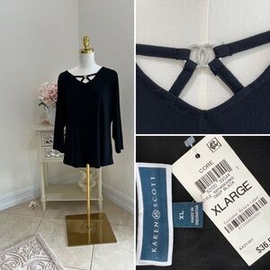 Karen Scott Black 3/4 Sleeve Top Size XL New with tags